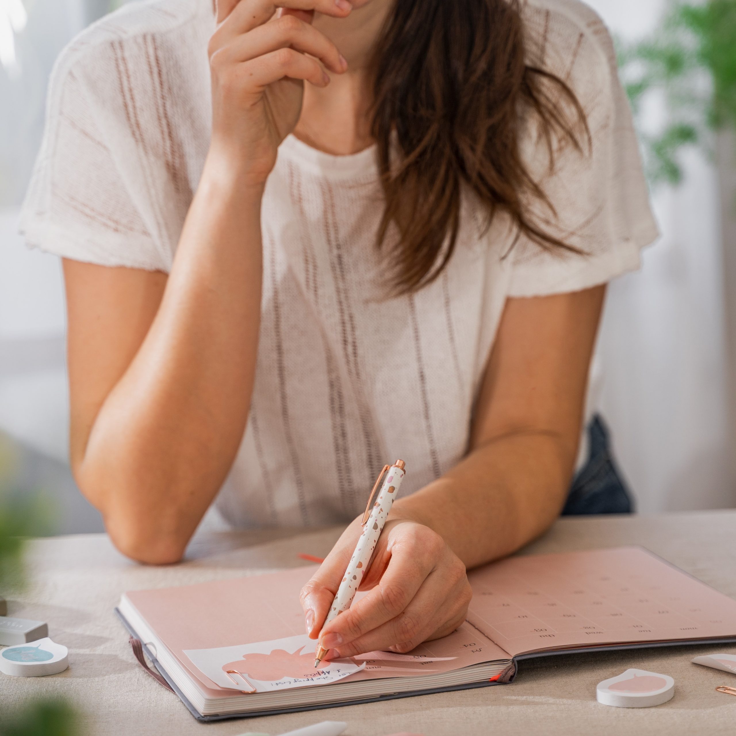 A woman receiving referrals for free pregnancy services in Lancaster, California