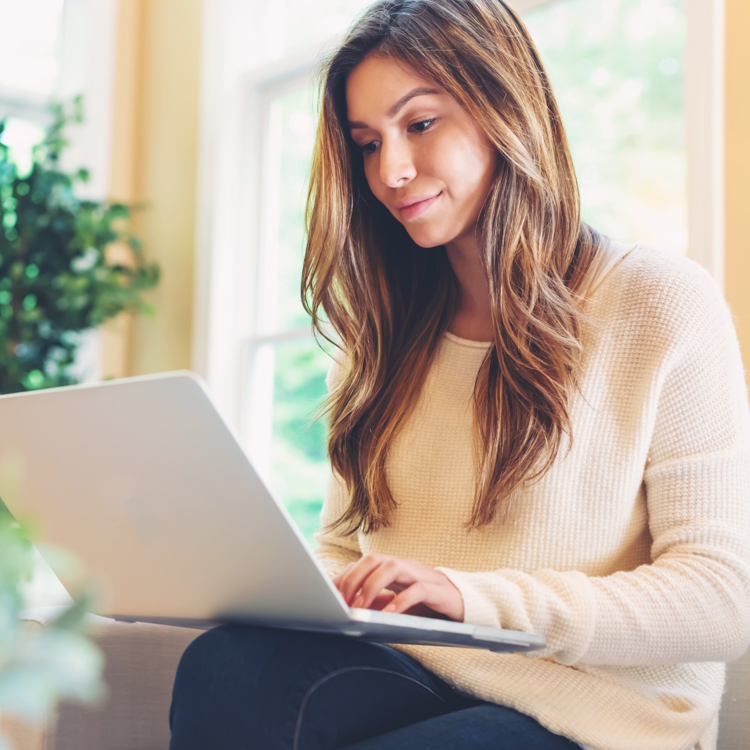 A woman looking at information for free parenting classes in Lancaster, California